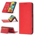 Magnet Card Case etui do Samsung Galaxy A13 5G pokrowiec portfel na karty kartę podstawka czerwony
