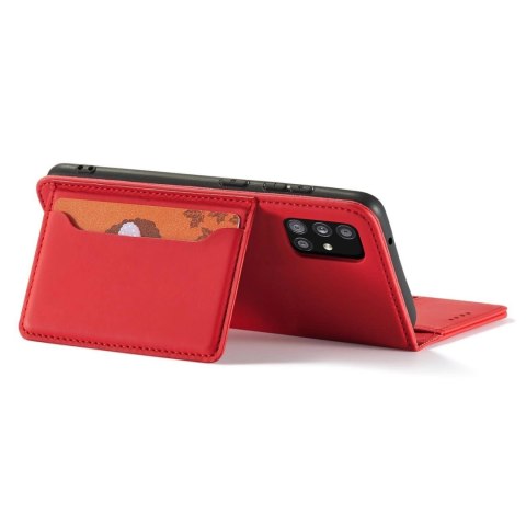 Magnet Card Case etui do Samsung Galaxy A13 5G pokrowiec portfel na karty kartę podstawka czerwony