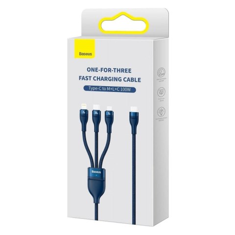 Baseus Flash Series II kabel USB Typ C / USB Typ C / Lightning / micro USB 100 W 1,5 m niebieski (CASS030203)
