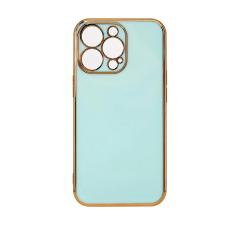 Lighting Color Case etui do iPhone 12 Pro Max żelowy pokrowiec ze złotą ramką miętowy