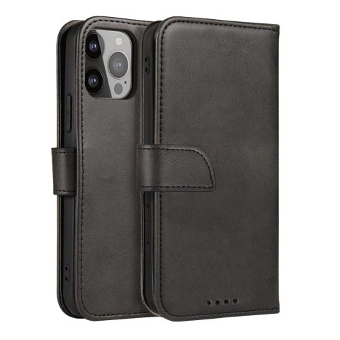 Magnet Case elegancki futerał etui pokrowiec z klapką i funkcją podstawki iPhone 14 Plus czarny