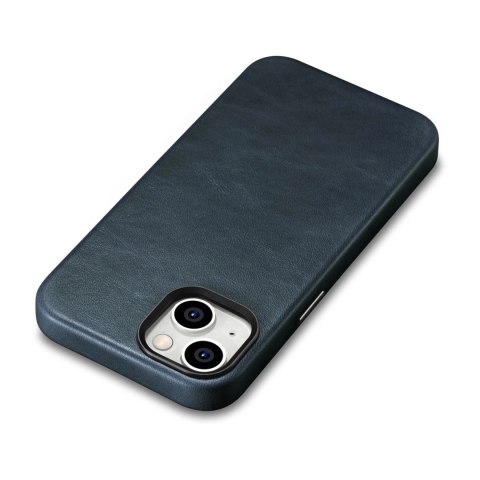 ICarer Oil Wax Premium Leather Case skórzane etui iPhone 14 Plus magnetyczne z MagSafe ciemnoniebieski (WMI14220703-BU)