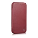 ICarer CE Premium Leather Folio Case skórzane etui iPhone 14 Pro Max z klapką magnetyczne MagSafe czerwony (WMI14220716-RD)