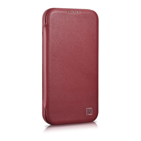 ICarer CE Premium Leather Folio Case skórzane etui iPhone 14 Pro Max z klapką magnetyczne MagSafe czerwony (WMI14220716-RD)