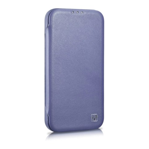 ICarer CE Premium Leather Folio Case skórzane etui iPhone 14 Pro Max z klapką magnetyczne MagSafe jasnofioletowy (WMI14220716-LP