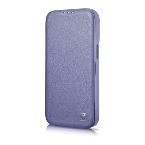 ICarer CE Premium Leather Folio Case skórzane etui iPhone 14 Pro Max z klapką magnetyczne MagSafe jasnofioletowy (WMI14220716-LP