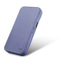 ICarer CE Premium Leather Folio Case skórzane etui iPhone 14 Pro Max z klapką magnetyczne MagSafe jasnofioletowy (WMI14220716-LP