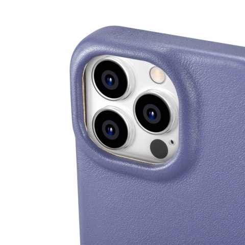 ICarer CE Premium Leather Folio Case skórzane etui iPhone 14 Pro Max z klapką magnetyczne MagSafe jasnofioletowy (WMI14220716-LP