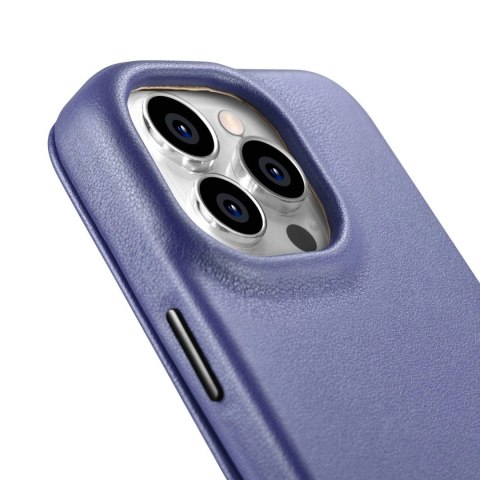 ICarer CE Premium Leather Folio Case skórzane etui iPhone 14 Pro Max z klapką magnetyczne MagSafe jasnofioletowy (WMI14220716-LP