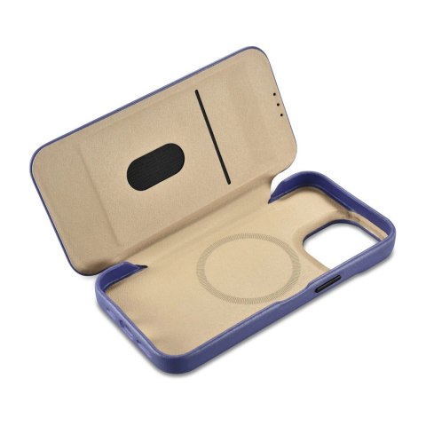 ICarer CE Premium Leather Folio Case skórzane etui iPhone 14 Pro Max z klapką magnetyczne MagSafe jasnofioletowy (WMI14220716-LP