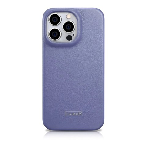 ICarer CE Premium Leather Folio Case skórzane etui iPhone 14 Pro z klapką magnetyczne MagSafe jasnofioletowy (WMI14220714-LP)