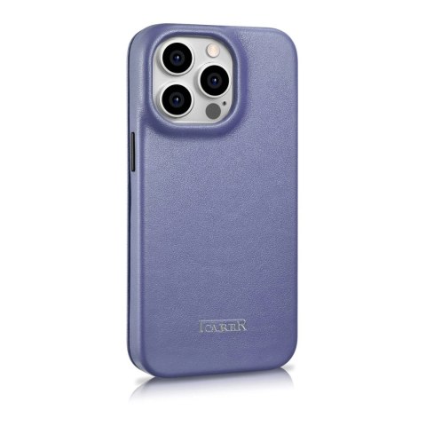ICarer CE Premium Leather Folio Case skórzane etui iPhone 14 Pro z klapką magnetyczne MagSafe jasnofioletowy (WMI14220714-LP)