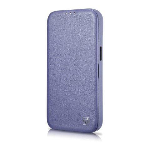 ICarer CE Premium Leather Folio Case skórzane etui iPhone 14 Pro z klapką magnetyczne MagSafe jasnofioletowy (WMI14220714-LP)