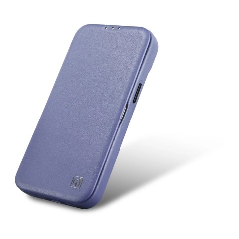 ICarer CE Premium Leather Folio Case skórzane etui iPhone 14 Pro z klapką magnetyczne MagSafe jasnofioletowy (WMI14220714-LP)
