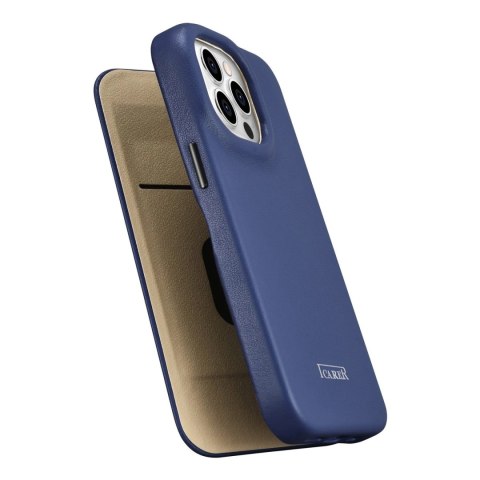 ICarer CE Premium Leather Folio Case skórzane etui iPhone 14 Pro z klapką magnetyczne MagSafe niebieski (WMI14220714-BU)
