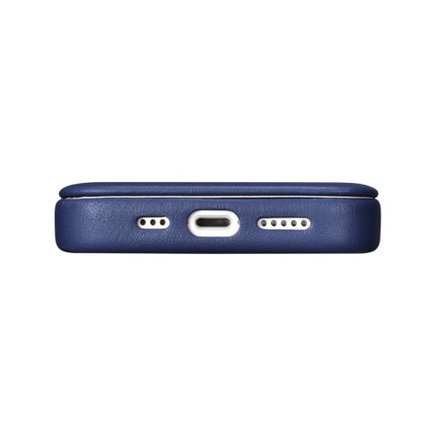 ICarer CE Premium Leather Folio Case skórzane etui iPhone 14 Pro z klapką magnetyczne MagSafe niebieski (WMI14220714-BU)