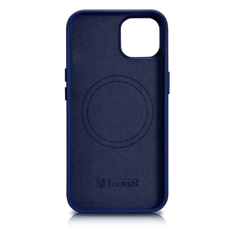 ICarer Case Leather pokrowiec etui z naturalnej skóry do iPhone 14 niebieski (WMI14220705-BU) (kompatybilne z MagSafe)