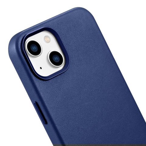 ICarer Case Leather pokrowiec etui z naturalnej skóry do iPhone 14 niebieski (WMI14220705-BU) (kompatybilne z MagSafe)