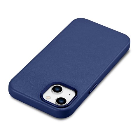 ICarer Case Leather pokrowiec etui z naturalnej skóry do iPhone 14 niebieski (WMI14220705-BU) (kompatybilne z MagSafe)
