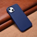 ICarer Case Leather pokrowiec etui z naturalnej skóry do iPhone 14 niebieski (WMI14220705-BU) (kompatybilne z MagSafe)