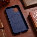 ICarer Case Leather pokrowiec etui z naturalnej skóry do iPhone 14 niebieski (WMI14220705-BU) (kompatybilne z MagSafe)