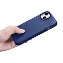 ICarer Case Leather pokrowiec etui z naturalnej skóry do iPhone 14 niebieski (WMI14220705-BU) (kompatybilne z MagSafe)