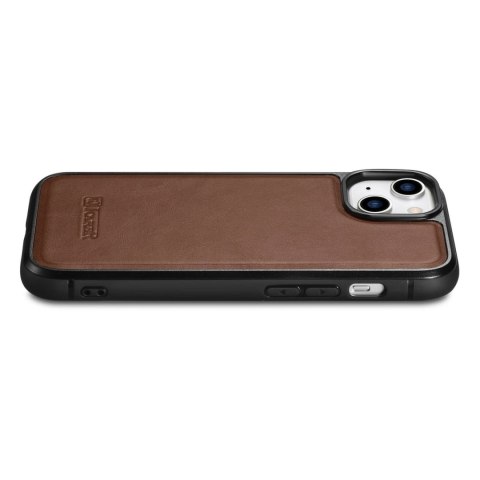 ICarer Leather Oil Wax etui pokryte naturalną skórą do iPhone 14 Plus (kompatybilne z MagSafe) brązowy (WMI14220719-BN)