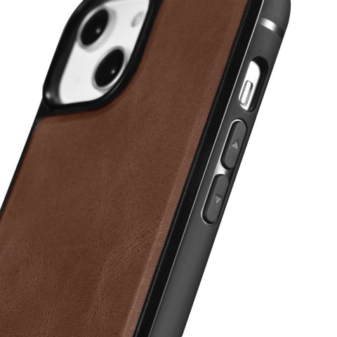 ICarer Leather Oil Wax etui pokryte naturalną skórą do iPhone 14 Plus (kompatybilne z MagSafe) brązowy (WMI14220719-BN)