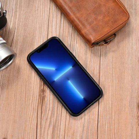 ICarer Leather Oil Wax etui pokryte naturalną skórą do iPhone 14 Plus niebieski (WMI14220719-BU)