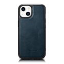 ICarer Leather Oil Wax etui pokryte naturalną skórą do iPhone 14 niebieski (WMI14220717-BU)