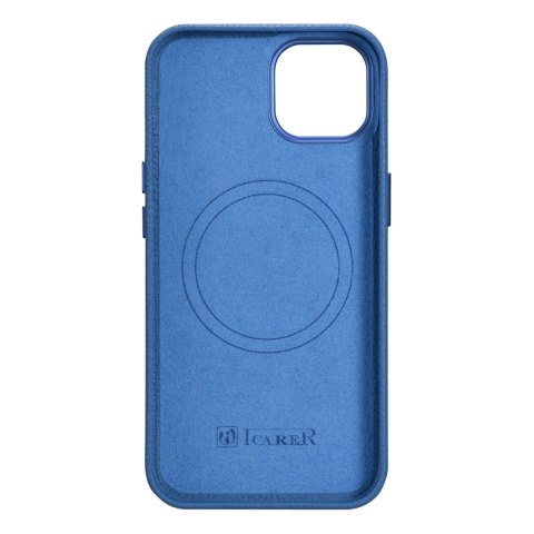 ICarer Litchi Premium Leather Case skórzane etui iPhone 14 magnetyczne z MagSafe jasnoniebieski (WMI14220709-LB)