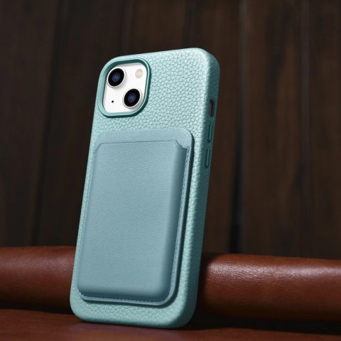 ICarer Litchi Premium Leather Case skórzane etui iPhone 14 magnetyczne z MagSafe zielony (WMI14220709-GN)
