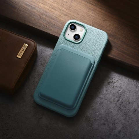 ICarer Litchi Premium Leather Case skórzane etui iPhone 14 magnetyczne z MagSafe zielony (WMI14220709-GN)