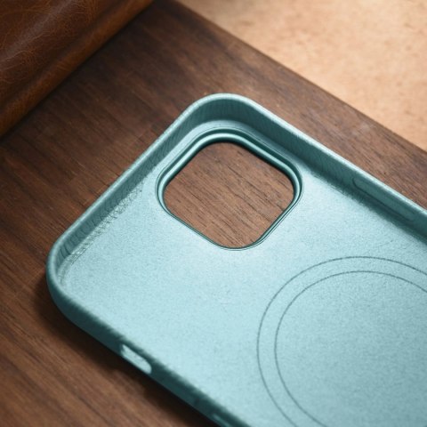 ICarer Litchi Premium Leather Case skórzane etui iPhone 14 magnetyczne z MagSafe zielony (WMI14220709-GN)