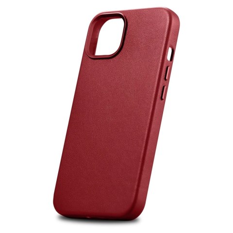 ICarer Case Leather pokrowiec etui z naturalnej skóry do iPhone 14 Plus czerwony (kompatybilne z MagSafe)