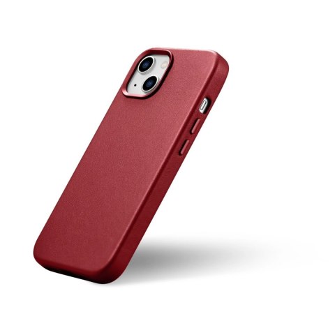 ICarer Case Leather pokrowiec etui z naturalnej skóry do iPhone 14 Plus czerwony (kompatybilne z MagSafe)