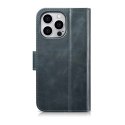 ICarer Oil Wax Wallet Case 2in1 etui iPhone 14 Pro skórzany pokrowiec z klapką Anti-RFID niebieski (WMI14220722-BU)