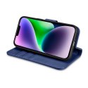 ICarer Wallet Case 2in1 etui iPhone 14 Plus skórzany pokrowiec z klapką Anti-RFID niebieski (WMI14220727-BU)