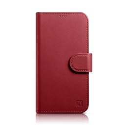 ICarer Wallet Case 2in1 etui iPhone 14 Pro Max skórzany pokrowiec z klapką Anti-RFID czerwony (WMI14220728-RD)