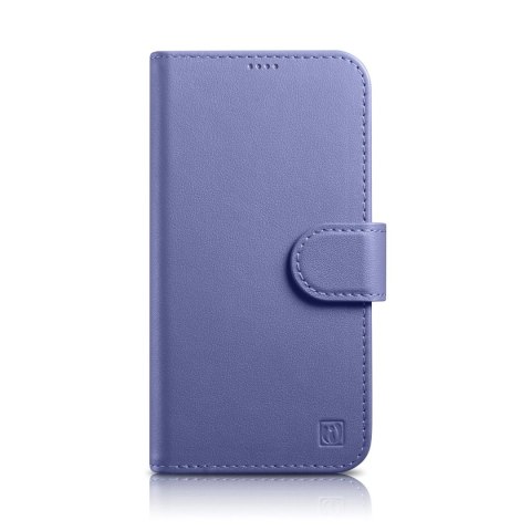 ICarer Wallet Case 2in1 etui iPhone 14 Pro Max skórzany pokrowiec z klapką Anti-RFID jasnofioletowy (WMI14220728-LP)