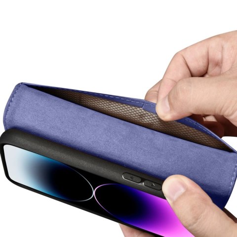 ICarer Wallet Case 2in1 etui iPhone 14 Pro Max skórzany pokrowiec z klapką Anti-RFID jasnofioletowy (WMI14220728-LP)