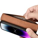 ICarer Wallet Case 2in1 etui iPhone 14 Pro skórzany pokrowiec z klapką Anti-RFID brązowy (WMI14220726-BN)