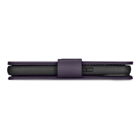 ICarer Wallet Case 2in1 etui iPhone 14 Pro skórzany pokrowiec z klapką Anti-RFID ciemnofioletowy (WMI14220726-DP)