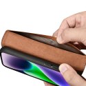 ICarer Wallet Case 2in1 etui iPhone 14 skórzany pokrowiec z klapką Anti-RFID brązowy (WMI14220725-BN)