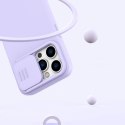 Nillkin CamShield Silky Silicone Case etui iPhone 14 Pro Max silikonowy pokrowiec z osłoną na aparat niebieskie