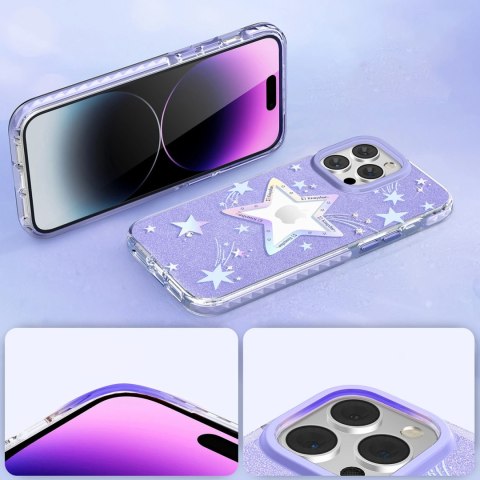Kingxbar Heart Star Series etui iPhone 14 Plus etui w gwiazdki purple star