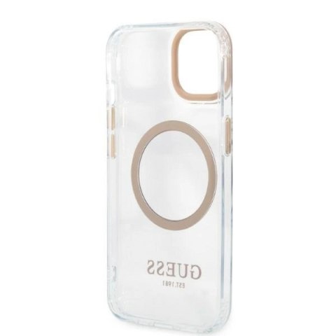 Etui Guess Metal Outline MagSafe na iPhone 13 - złote