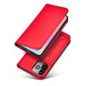 Magnet Card Case etui Samsung Galaxy S23 Ultra pokrowiec z klapką portfel podstawka czerwone