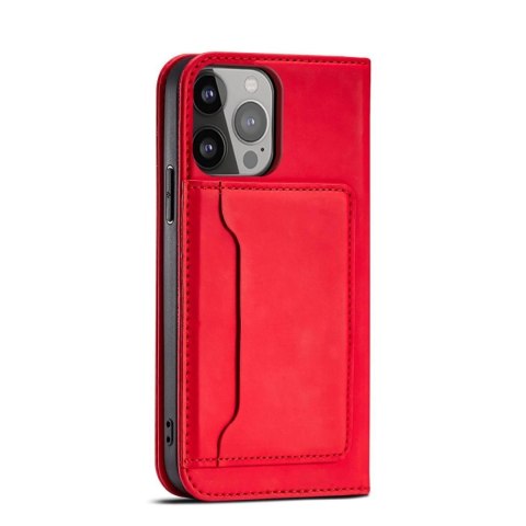 Magnet Card Case etui Samsung Galaxy S23 pokrowiec z klapką portfel podstawka czerwone