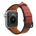 Pasek skórzany Strap Leather do Apple Watch 38 / 40 / 41 mm opaska bransoleta - czerwony